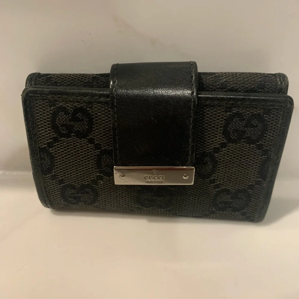 Vintage Gucci GG logo black Canvas and Leather Key Case Holder Wallet Organizer - Picture 8 of 12